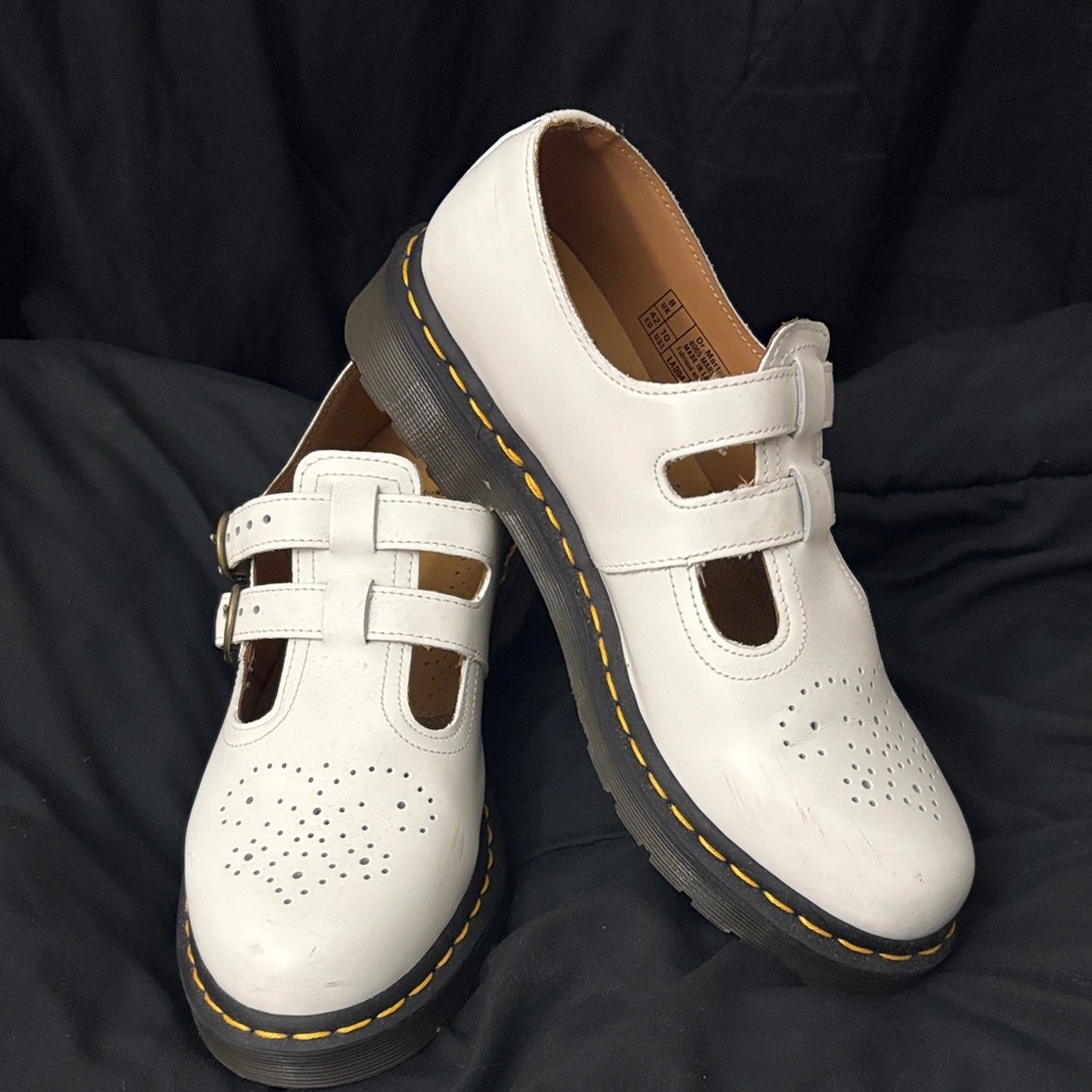 Dr. Martens White Leather Platform Shoes